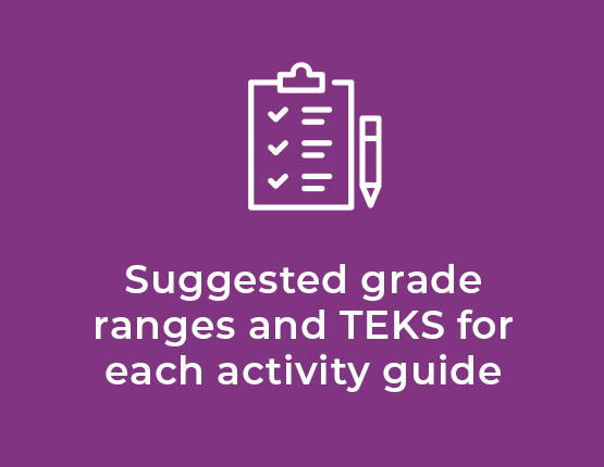 Suggested grade ranges and TEKS for each activity guide