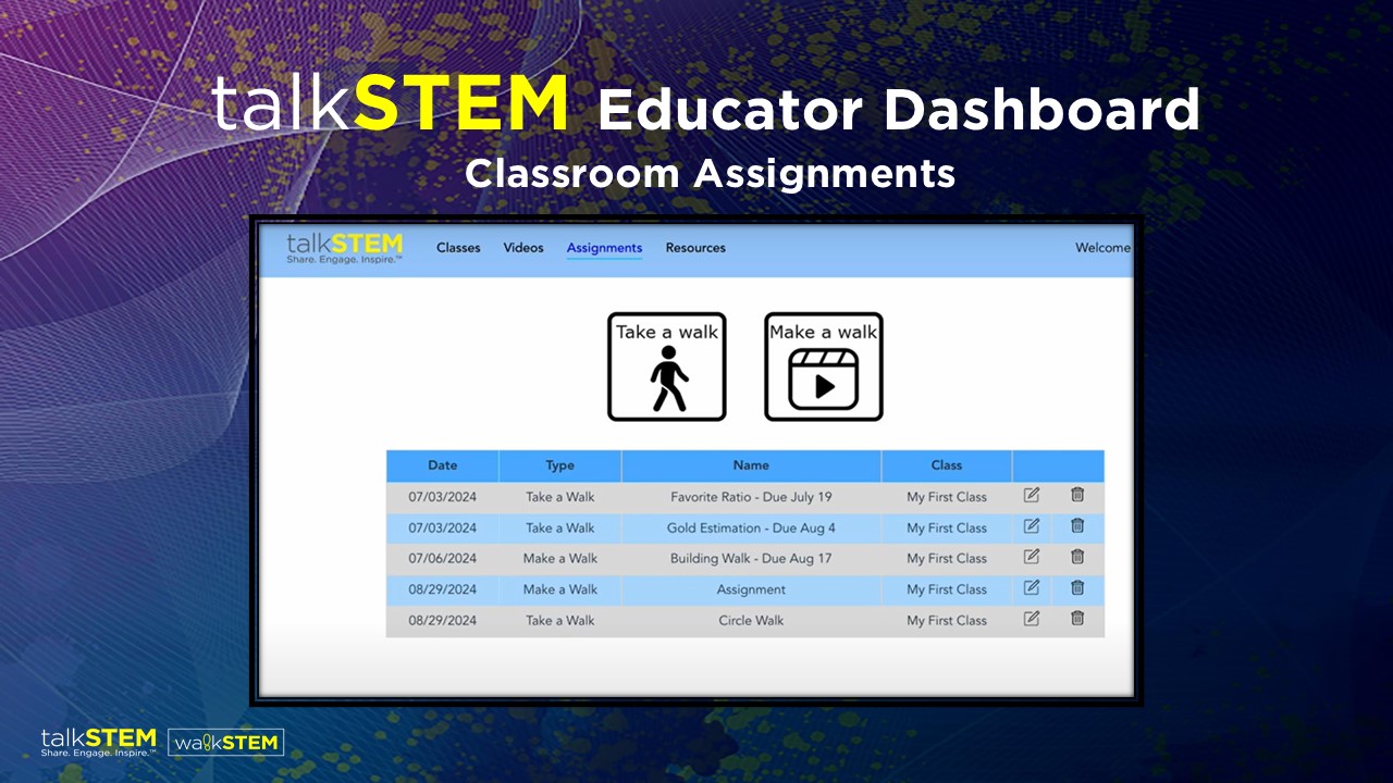 talkSTEM Educator Dashboard Classroom Assignments