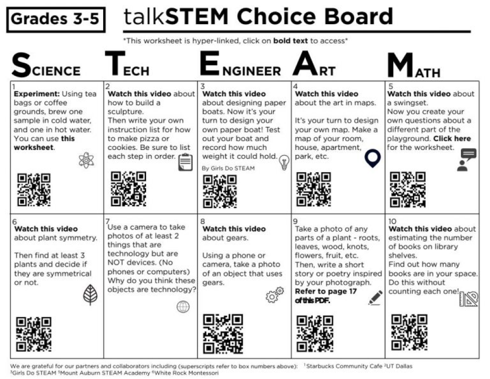 talkSTEM Choice Board